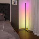 Lampa podłogowa narożna stojąca LED RGB pilot czarna 140cm ściemnianie