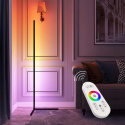 Lampa podłogowa narożna stojąca LED RGB pilot czarna 140cm ściemnianie