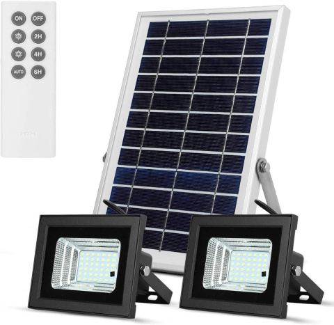 LAMPA SOLARNA LED ZESTAW 2x CZUJNIK ZMIERZCHU OSOBNY PANEL + PILOT