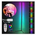 Lampa podłogowa narożna stojąca LED RGB pilot aplikacja czarna 160cm ściemnianie