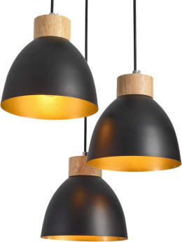 Lampa sufitowa LOFT wisząca CZARNA vintage potrójna czarna mat E27