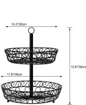 Koszyk patera na owoce warzywa metalowy kosz czarny 2 poziomy 
