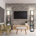 LAMPA STOJĄCA PODŁOGOWA PÓŁKA REGAŁ DO PRZECHOWYWANIA 2w1 162cm czarna  