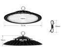 Żyrandol przemysłowy UFO LED czarna warsztatowa 200W lampa sufitowa 5000K