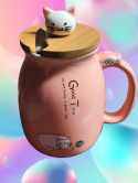 Kubek z pokrywką kot CAT MUG ceramika 450 ml Uroczy kubek Kociary