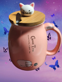 Kubek z pokrywką kot CAT MUG ceramika 450 ml Uroczy kubek Kociary