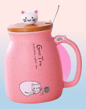 Kubek z pokrywką kot CAT MUG ceramika 450 ml Uroczy kubek Kociary