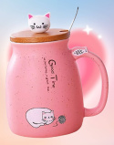 Kubek z pokrywką kot CAT MUG ceramika 450 ml Uroczy kubek Kociary