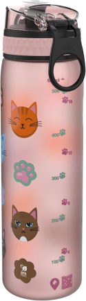 Ion8 Slim szczelna Butelka na wodę Bez BPA Koty 600 ml bidon kotki Ion8 Slim szczelna Butelka na wodę Bez BPA Koty 600 ml bidon kotki