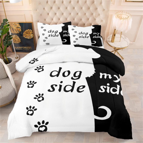 Dog side me side pościel 2x poszewka na poduszkę poszwa na kołdrę 200x200 cm