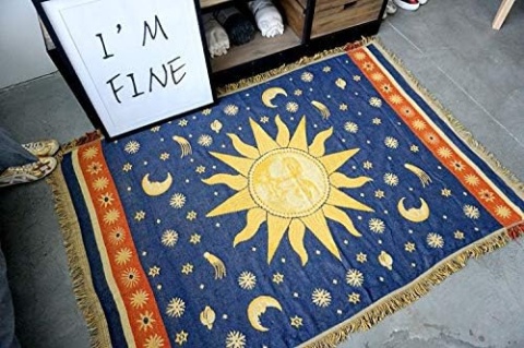 Piękny koc narzuta bieżnik bawełniany tkany koc z frędzlami boho 190x130 Piękny koc narzuta bieżnik bawełniany tkany koc z frędzlami boho 190x130