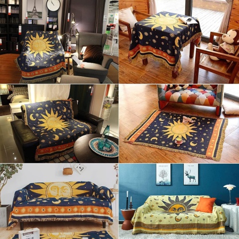 Piękny koc narzuta bieżnik bawełniany tkany koc z frędzlami boho 190x130 Piękny koc narzuta bieżnik bawełniany tkany koc z frędzlami boho 190x130