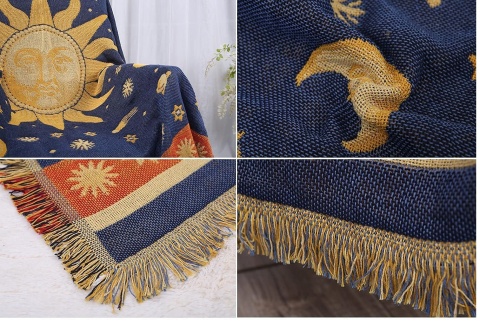 Piękny koc narzuta bieżnik bawełniany tkany koc z frędzlami boho 190x130 Piękny koc narzuta bieżnik bawełniany tkany koc z frędzlami boho 190x130