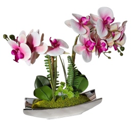 Phalaenopsis kwiat w srebrnej doniczce orchidea sztuczna dekoracja