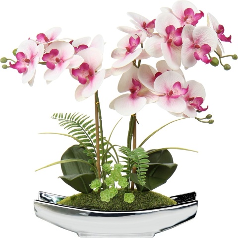 Phalaenopsis kwiat w srebrnej doniczce orchidea sztuczna dekoracja Phalaenopsis kwiat w srebrnej doniczce orchidea sztuczna dekoracja