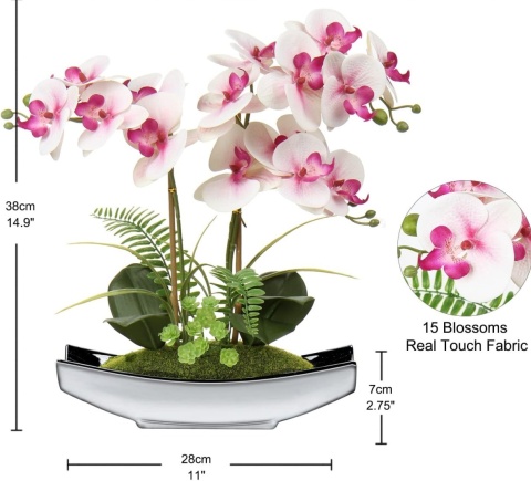 Phalaenopsis kwiat w srebrnej doniczce orchidea sztuczna dekoracja Phalaenopsis kwiat w srebrnej doniczce orchidea sztuczna dekoracja