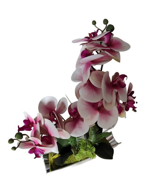 Phalaenopsis kwiat w srebrnej doniczce orchidea sztuczna dekoracja Phalaenopsis kwiat w srebrnej doniczce orchidea sztuczna dekoracja