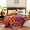 Piękny koc narzuta bieżnik bawełniany tkany koc z frędzlami boho 180x130