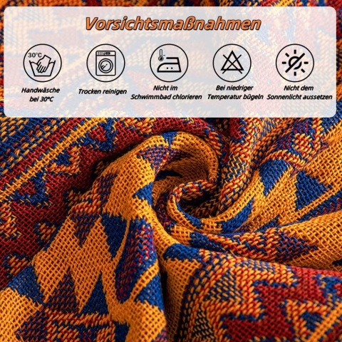 Piękny koc narzuta bieżnik bawełniany tkany koc z frędzlami boho 180x130 Piękny koc narzuta bieżnik bawełniany tkany koc z frędzlami boho 180x130