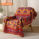 Piękny koc narzuta bieżnik bawełniany tkany koc z frędzlami boho 180x130