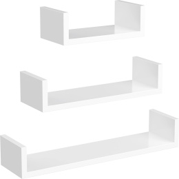 Półki wiszące ścienne 3 szt 30 45 60 cm Songmics Lws66W Drewno Biały