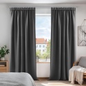 Deconovo 2 szt termiczna zasłona zaciemniająca 130x160 szara taśma na żabki drążek Deconovo 2 szt termiczna zasłona zaciemniająca 130x160 szara taśma na żabki drążek