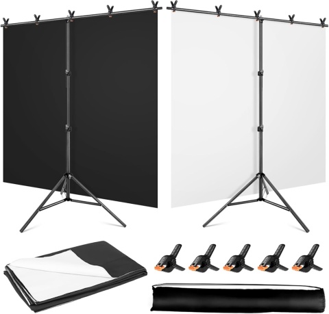 TŁO FOTOGRAFICZNE dwustronne czarne białe EKRAN STOJAK TŁO FOTOGRAFICZNE dwustronne czarne białe EKRAN STOJAK