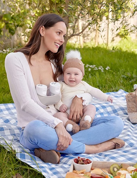 Momcozy Laktator do noszenia S12 podwójny bezprzewodowy odciągacz pokarmu mleka Momcozy Laktator do noszenia S12 podwójny bezprzewodowy odciągacz pokarmu mleka