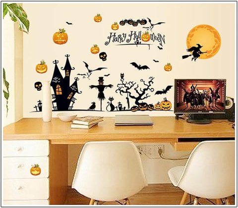 Naklejki ścienne meble 90x60 cm Halloween 36 szt czarownica dynia Naklejki ścienne meble 90x60 cm Halloween 36 szt czarownica dynia