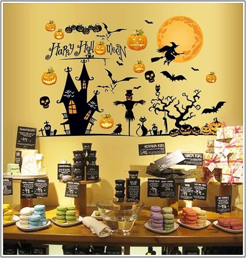Naklejki ścienne meble 90x60 cm Halloween 36 szt czarownica dynia Naklejki ścienne meble 90x60 cm Halloween 36 szt czarownica dynia