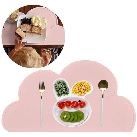 Podkładka pod jedzenie dla dzieci 4 szt chmurka pod talerze silikon 48x27 cm Podkładka pod jedzenie dla dzieci 4 szt chmurka pod talerze silikon 48x27 cm