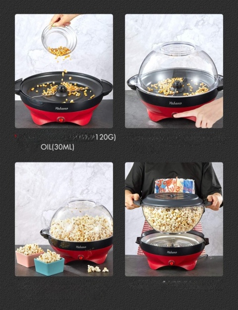 Maszyna URZĄDZENIE do popcornu Yabano 800W 5L CZERWONE Maszyna URZĄDZENIE do popcornu Yabano 800W 5L CZERWONE