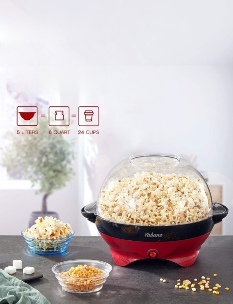 Maszyna URZĄDZENIE do popcornu Yabano 800W 5L CZERWONE Maszyna URZĄDZENIE do popcornu Yabano 800W 5L CZERWONE