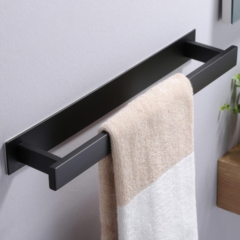 samoprzylepny bezinwazyjny wieszak uchwyt na ręczniki 40 cm stal nierdzewna czarny samoprzylepny bezinwazyjny wieszak uchwyt na ręczniki 40 cm stal nierdzewna czarny