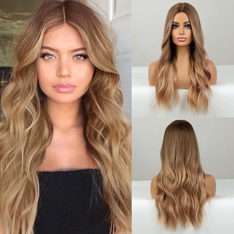 długie włosy śliczna peruka HAIRCUBE z czepkiem 66 cm blond jasny brąz długie włosy śliczna peruka HAIRCUBE z czepkiem 66 cm blond jasny brąz