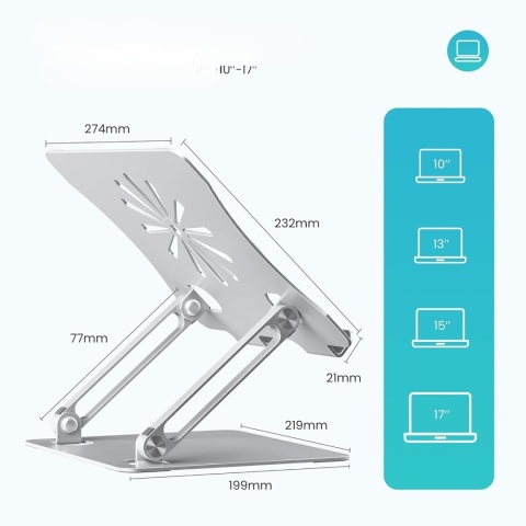 PODSTAWKA STOLIK POD LAPTOPA SOLIDNY SKŁADANY ALUMINIOWY uchwyt 10-17 cali PODSTAWKA STOLIK POD LAPTOPA SOLIDNY SKŁADANY ALUMINIOWY uchwyt 10-17 cali
