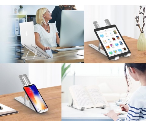 KOMPAKTOWA przenośna składana podstawka pod laptopa 6 poziomów uchwyt aluminium KOMPAKTOWA przenośna składana podstawka pod laptopa 6 poziomów uchwyt aluminium
