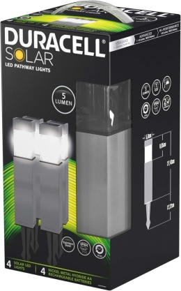 Oświetlenie zewnętrzne LED Duracell GL004NP4DU lampa solarna metal szkło