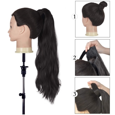 przedłużanie włosów kucyk kitka koński ogon 60 cm czarne przedłużanie włosów kucyk kitka koński ogon 60 cm czarne