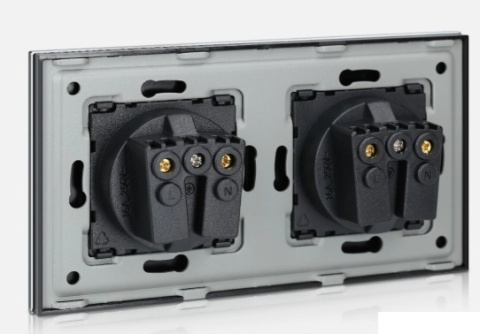 Gniazdo Navaris Glass Schuko podwójne GNIAZDKO ŚCIENNE SZKLANA RAMKA