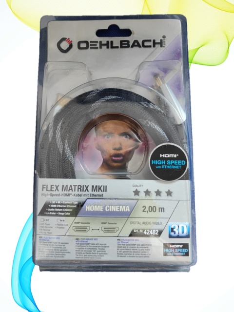 Kabel HDMI 3D pozłacane wtyki, złącza kątowe 2 m