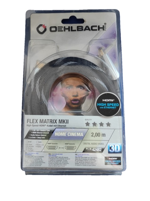 Kabel HDMI 3D pozłacane wtyki, złącza kątowe 2 m