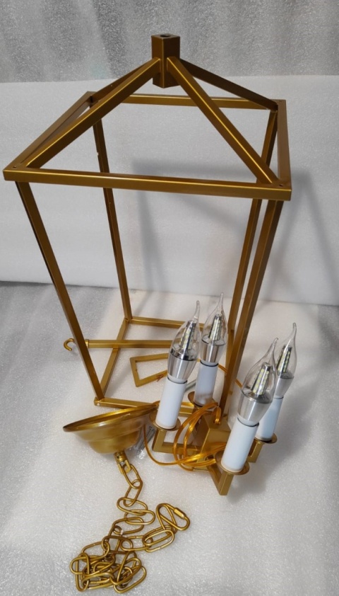 Lampa sufitowa żyrandol 4x żarówka LED klatka geometryczna wisząca  6000K