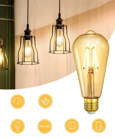 Linkind Żarówka LED Smart WiFi Edison Vintage 2 szt ściemniana Linkind Żarówka LED Smart WiFi Edison Vintage 2 szt ściemniana