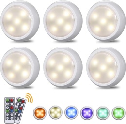 Bezprzewodowa Lampka LED do szafki szuflady podszafkowa 6szt RGB 2x pilot