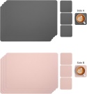 mata podkładka na stół biurko ekoskóra zestaw 8 szt dwustronna szara różowa