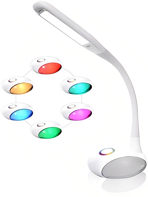 biała lampka nocna biurkowa regulacja jasności diody led rgb