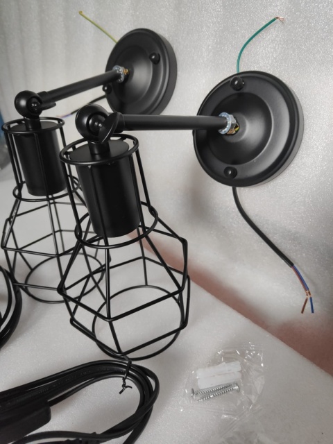 KINKIET ŚCIENNY ZESTAW Z WYŁĄCZNIKIEM 2 SZTUKI LAMPA INDUSTRIALNA KLATKA