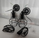KINKIET ŚCIENNY ZESTAW Z WYŁĄCZNIKIEM 2 SZTUKI LAMPA INDUSTRIALNA KLATKA