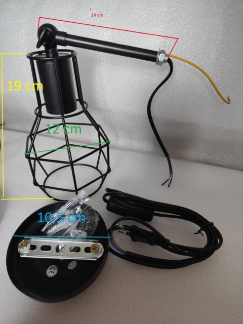 KINKIET ŚCIENNY ZESTAW Z WYŁĄCZNIKIEM 2 SZTUKI LAMPA INDUSTRIALNA KLATKA